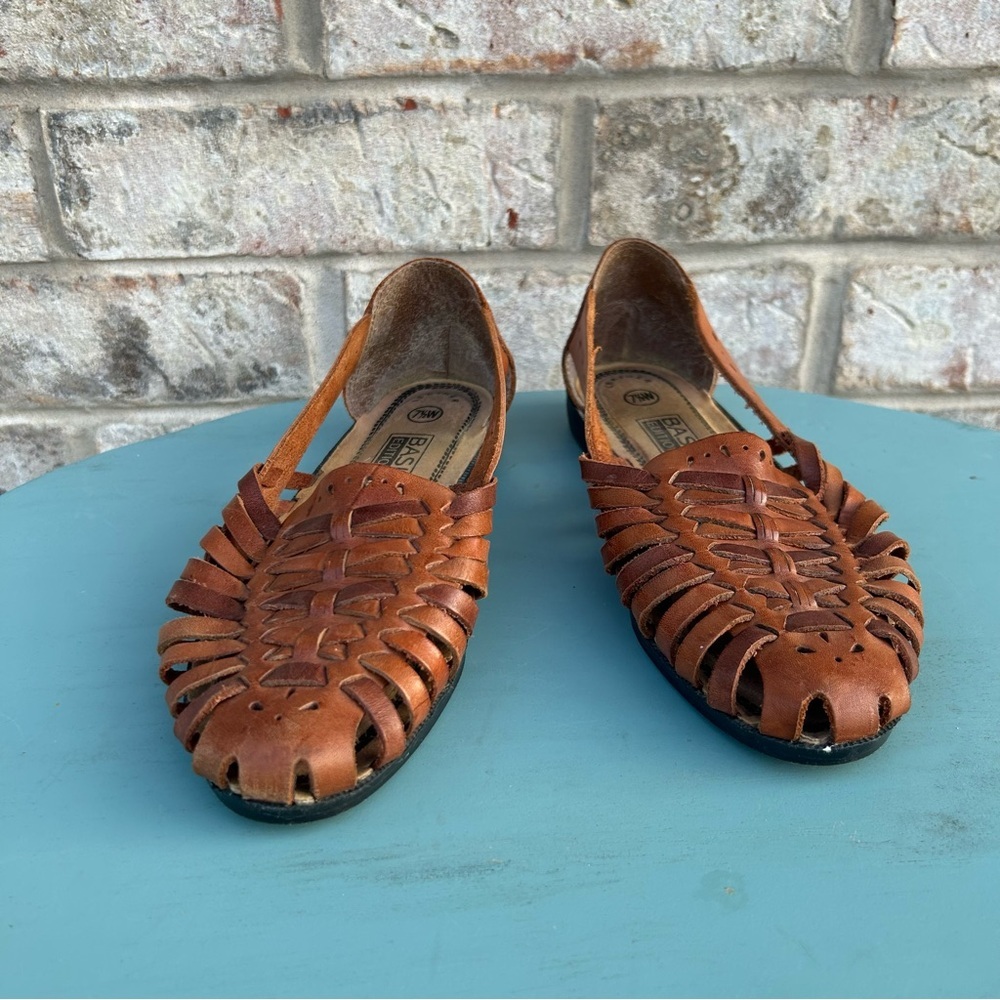 Basic Editions Tan Leather Sandals - image 2